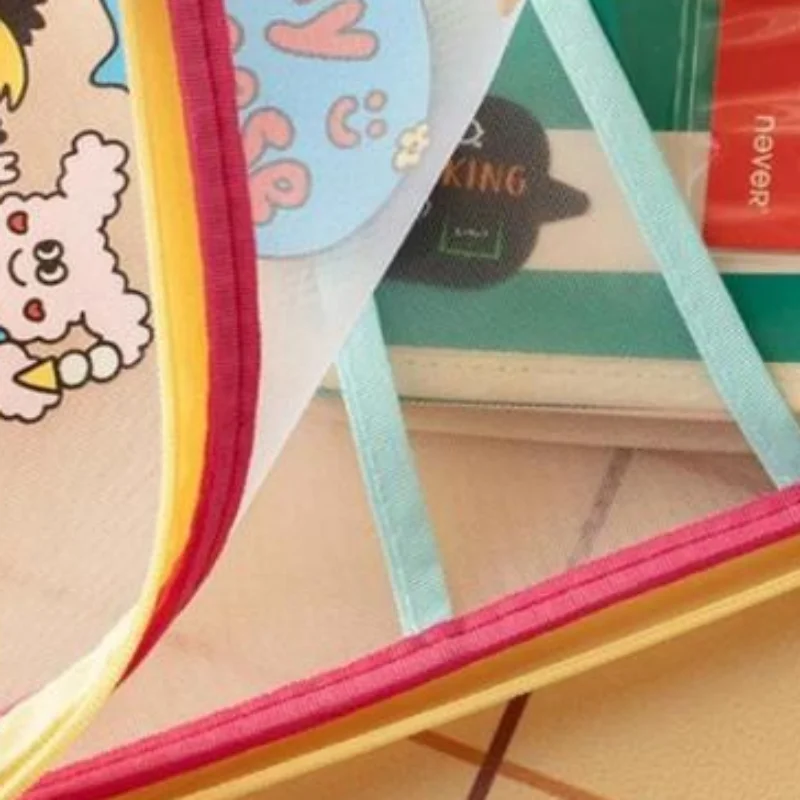 Colorful Cute Large Capacity File Bag, Transparent Document Handbag For Student Exams, A4 Zipper Paper Storage Bag