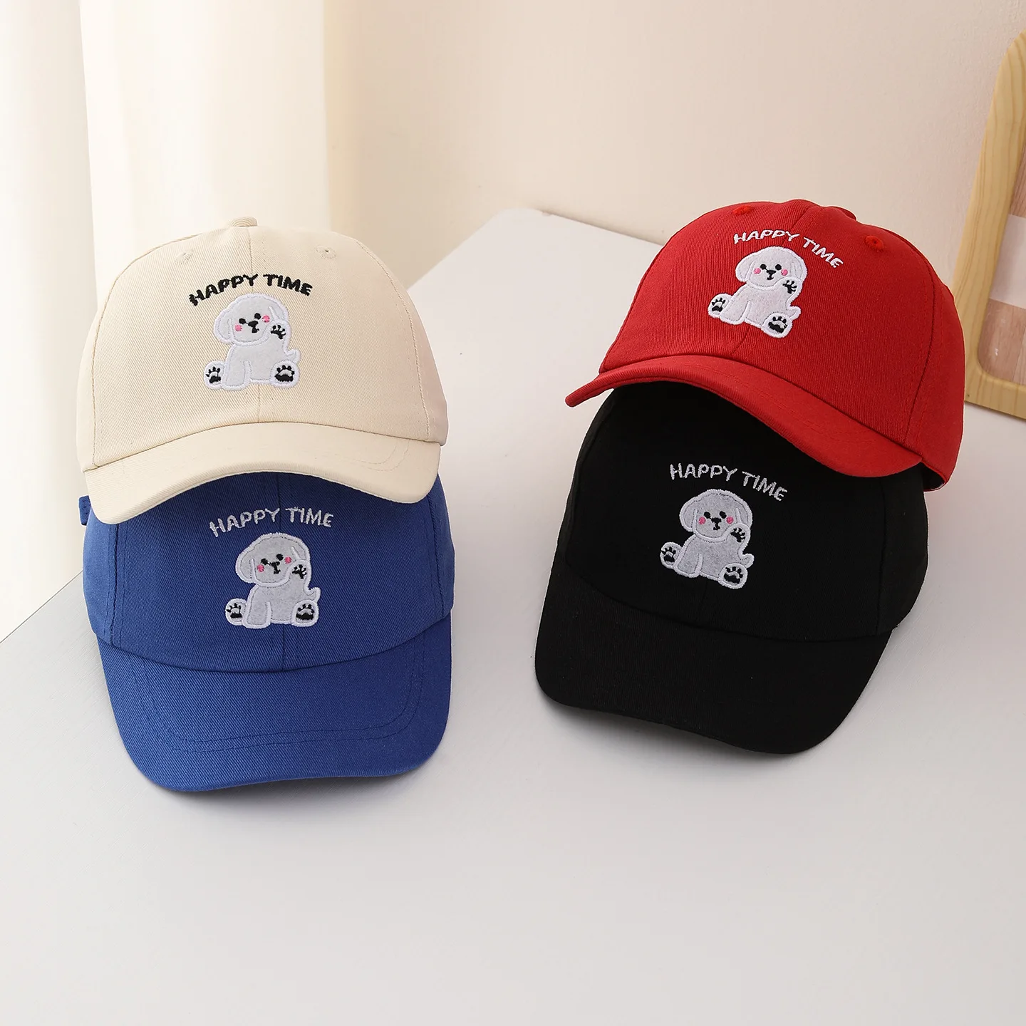 Cartoon-Hundchen Bestickte Baby-Baseballkappe Verstellbare Baumwoll-Kleinkind-Mütze Frühling Sommer Kinder Jungen Mädchen Sonnenhüte