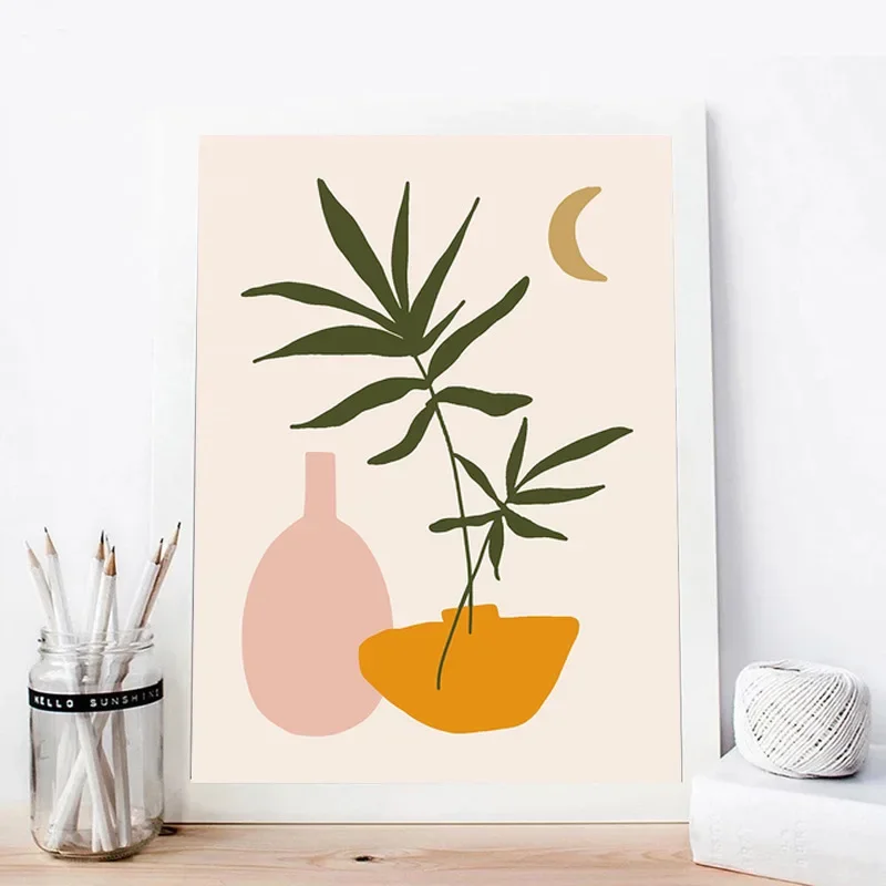 Minimalist Nordic Style Abstract Art Morandi Color Unframed Canvas Painting Posters For Living Room Bedroom Home Wall Art Decor