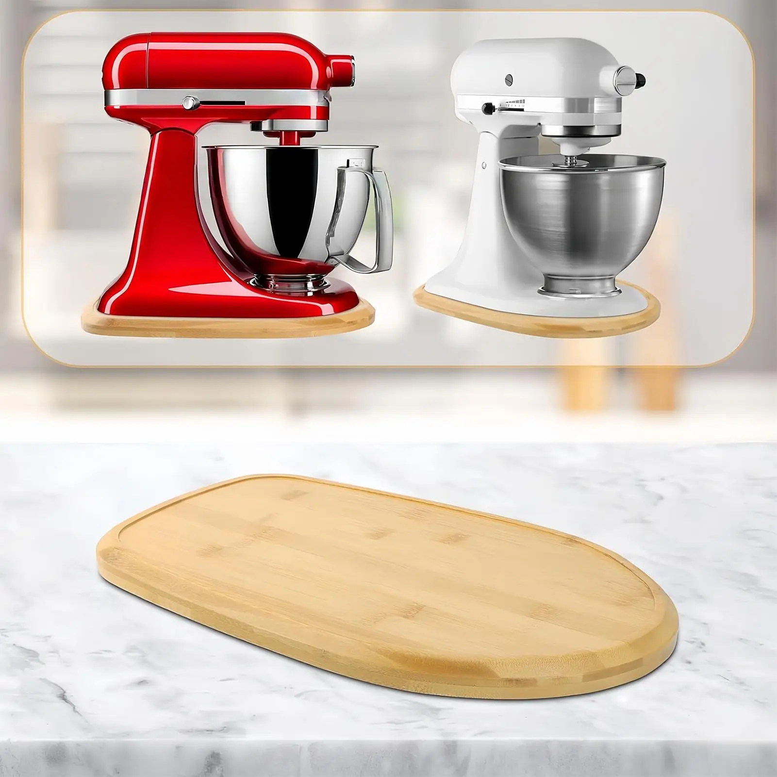 Stand Mixer Slider Wooden Standing Tray For Appliance Countertop Mixer Sliding Tray For Countertop Kitchen Home Hotel Catering
