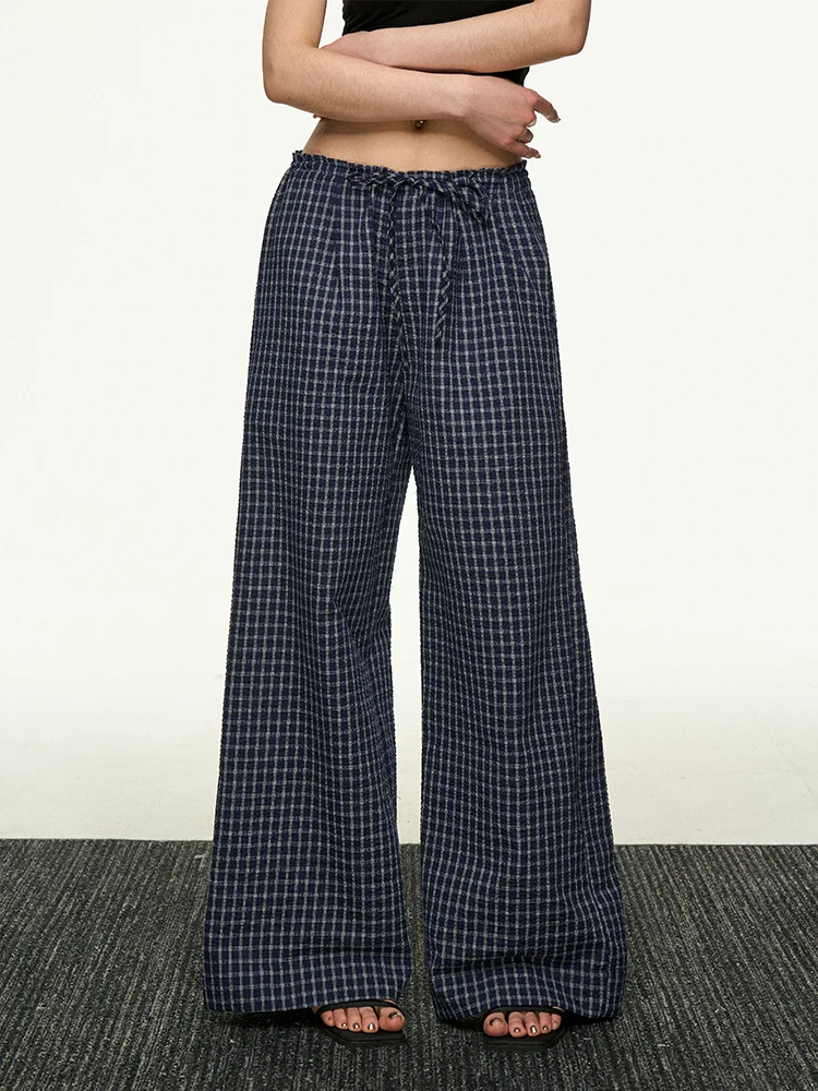 

Women's Casual Check Wide Leg Pants 2025 New Casual Stylish Full Length Trousers Y2K Clothes Streetwear