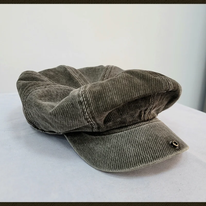 Men\'s Octagonal Hat Washed Vintage Newsboy Cap