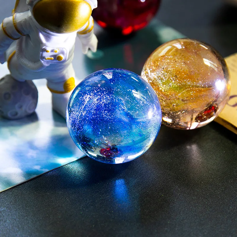 4cm Coloured Glaze Crystal Ball With Light Holder Luminous Planet Crystal Ball Night Light Home Bedroom Decor Girls Friend Gift