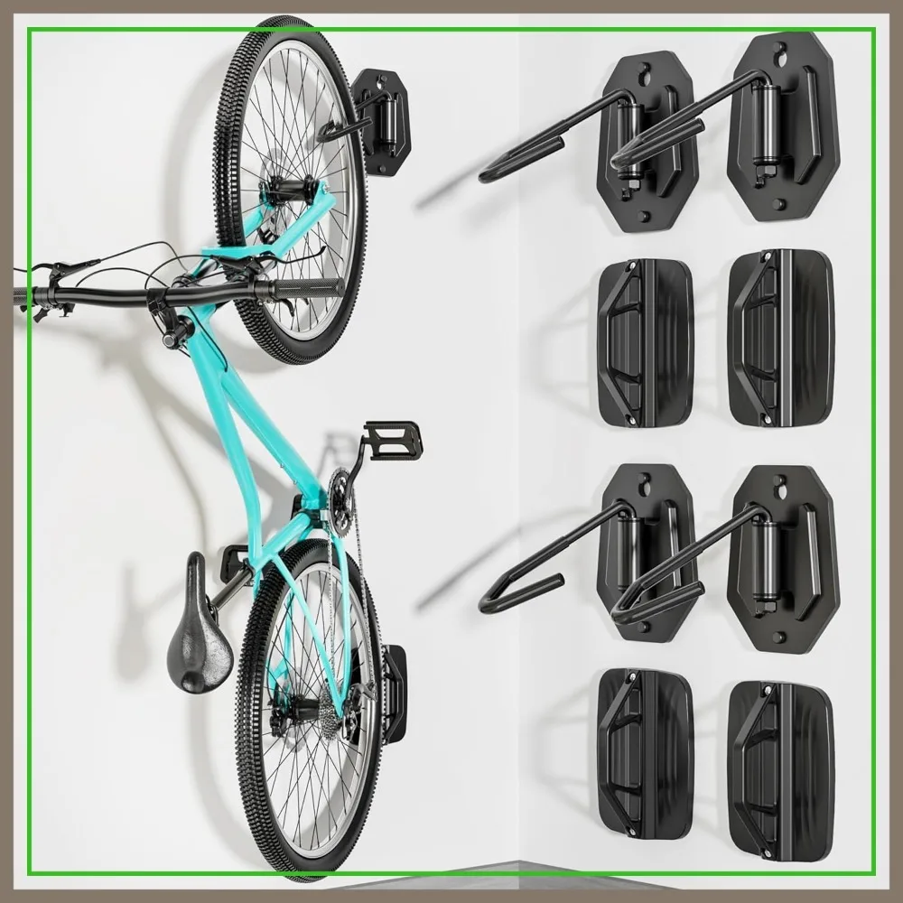 

Heavy Duty Vertical Bike Wall Mount, Swivel Bicycle Hanger for Garage Storage, Holds up to 77 lbs, 4 Pack