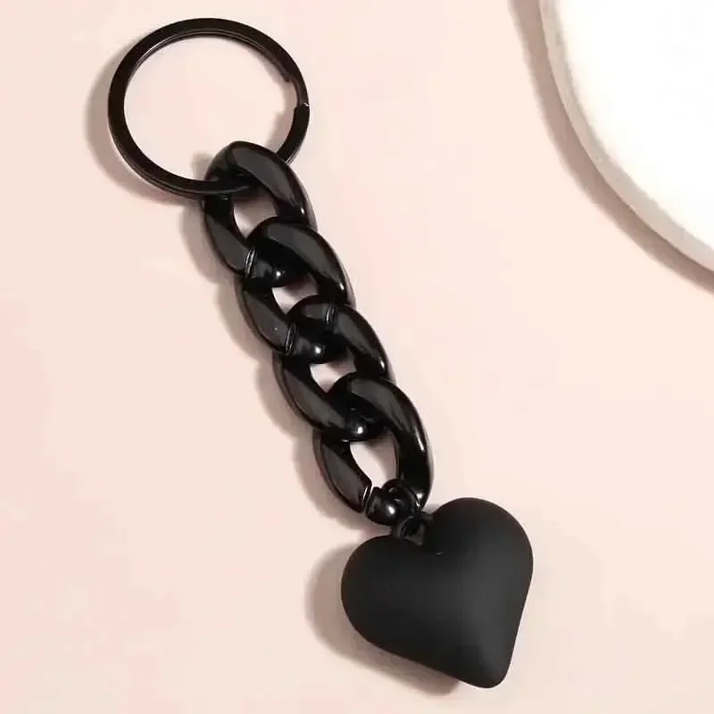 

Handmade Heart Keychain Acrylic Plastic Link Chain Key Ring For Women Girls Handbag Pendant Accessorie Car Keys Jewelry Gifts