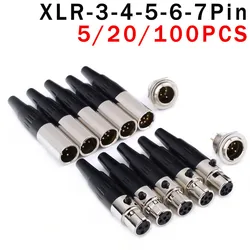 3/4/5/6pin Mini XLR Aviation Connector Female Plug Male Socket Zinc Alloy+copper pins for MIC Microphone Audio Video Connecting