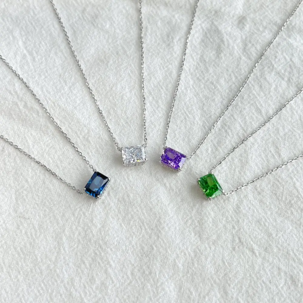 Radiant Cut 6*8mm Diamond Pendant 100% Real 925 Sterling Silver Party Wedding Pendants Chocker Necklace For Women Bridal Jewelry