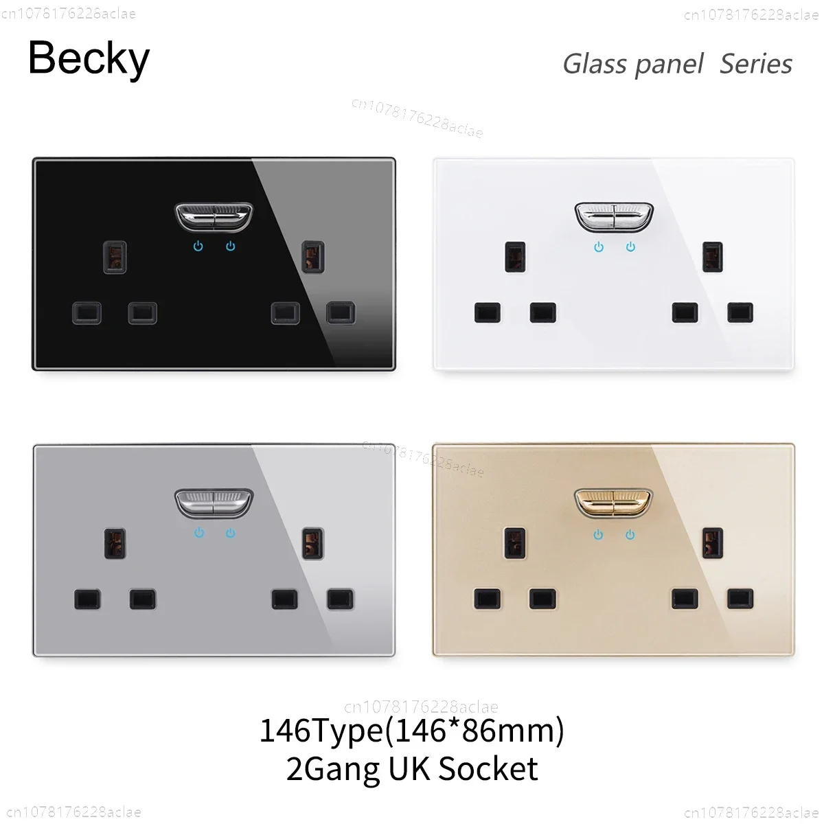 

146 Тип 13A Сброс переключатель из закаленного стекла Британский стандарт Международная розетка панель с двойным тремя отверстиями электрическая розетка