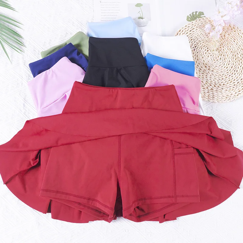 VITALINOVO Pleated Tennis Skirts for Women with Pockets High Waisted Athletic Skirts with Shorts 2 in 1 Gym Workout Golf Skorts