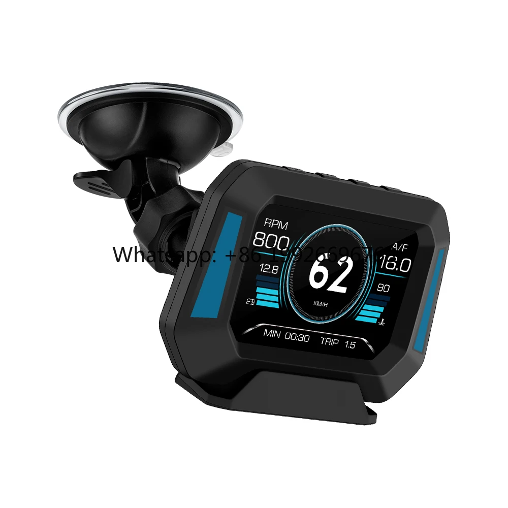 P21 Smart Gauge Car Head HUD Speedometer Turbo Boost OBD2 GPS 12 Language Options LCD Speed Water Temperature Fuel Consumption