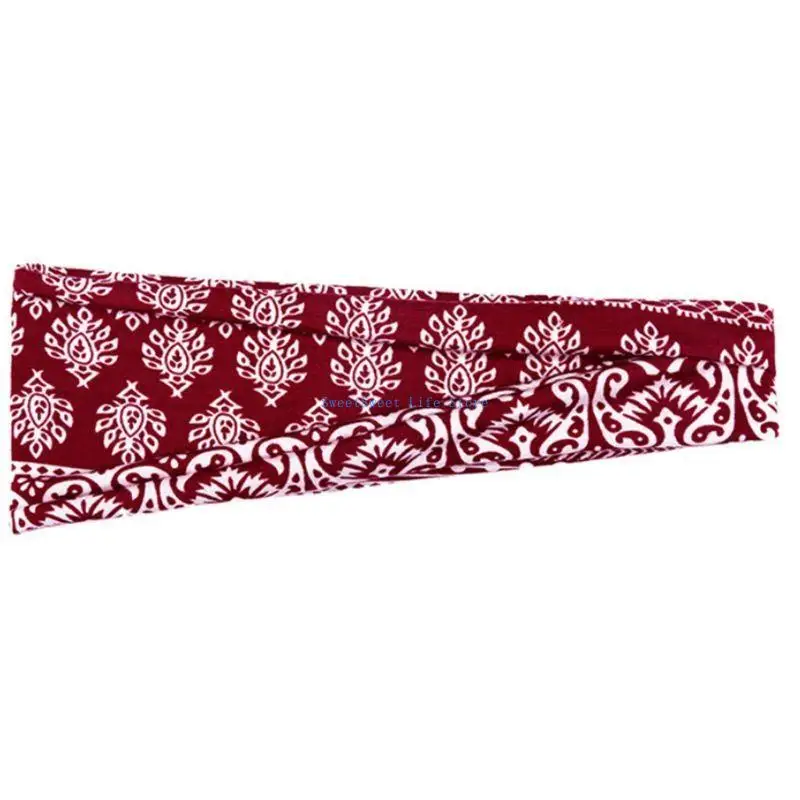 D5QB 5Pcs Boho Yoga Sweat Absorption Headband Floral Leaves Print Running Hairband