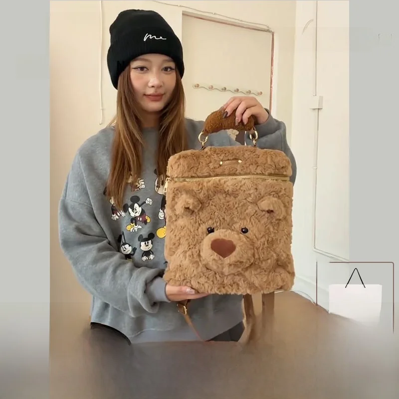 

UR Original Cute Cartoon Barcelona Bear Plu сумка на плечо женская сумка под мышками меховая сумка модная повседневная простая квадратная сумка S...