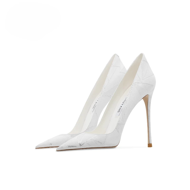 

High heels women's white thin heels pointed commuter wedding shoes two wear design versatile single heel shoes
