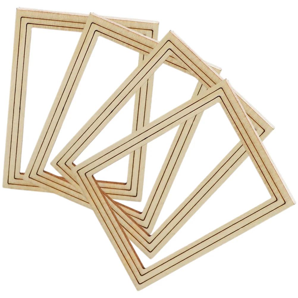 

4 PCS Dollhouse Toys Decorative Photo Frame Mini Wooden Model Props Miniature Frames