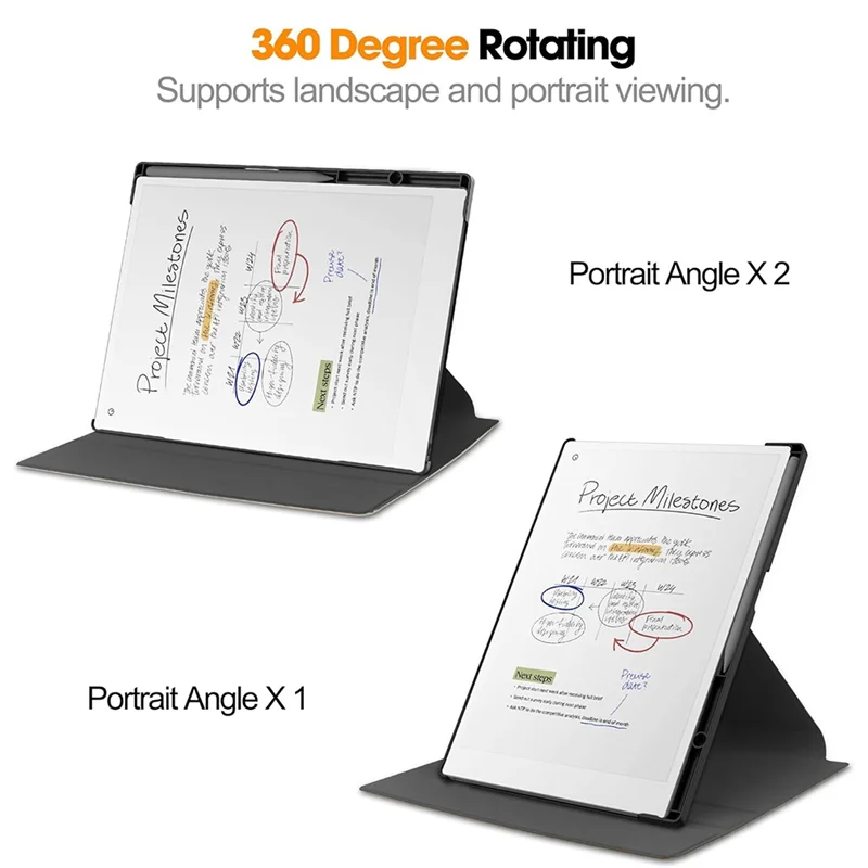 Case For Remarkable Paper Pro 11.8 Inch Protective Case With Pencil Holder-360°Rotating Protective Stand Cover