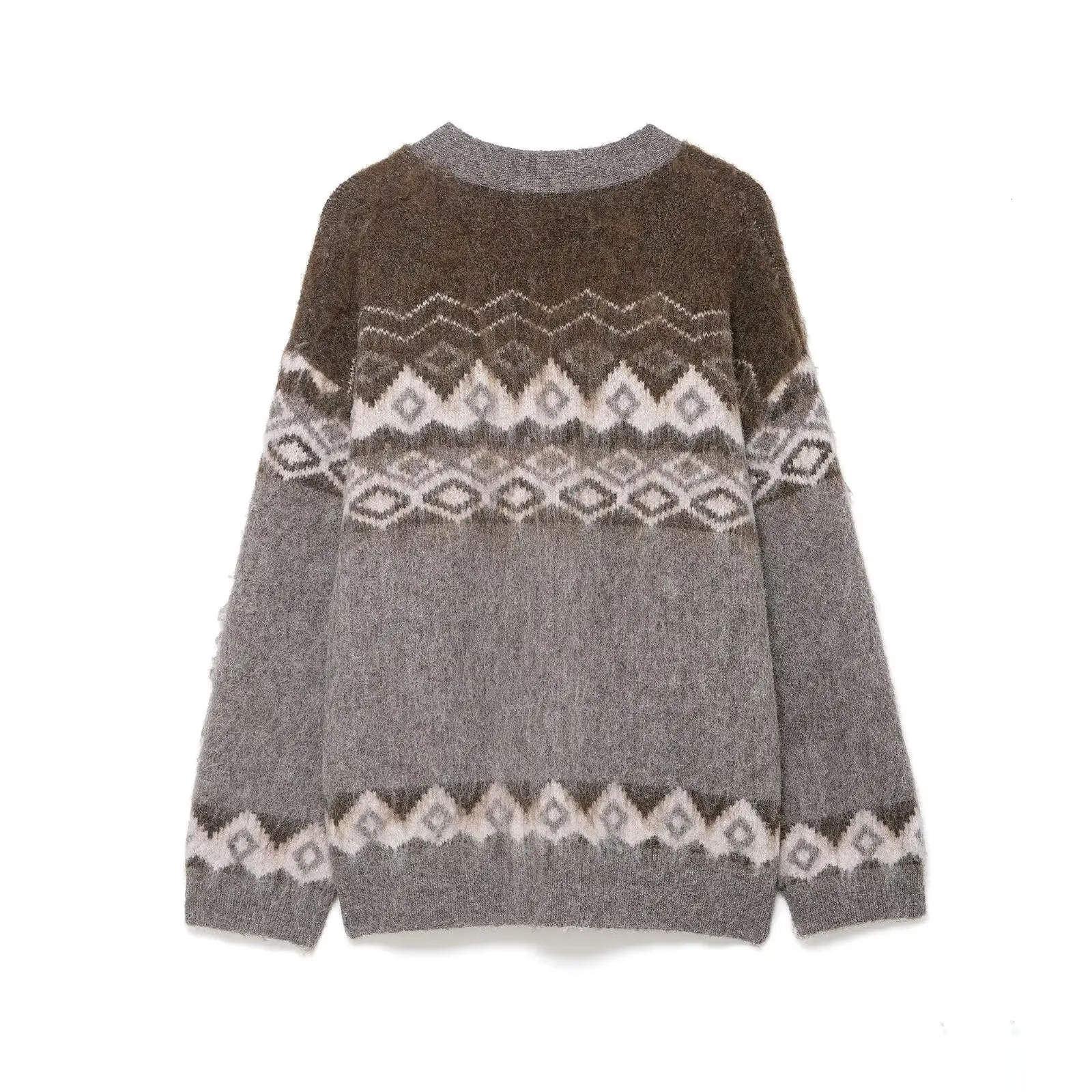 패셔너블한 니트 컬러 페이드 효과 자수 여성 아우터웨어 민족 스타일 오픈 카디건 스웨터 부드러운 브이넥 롱...