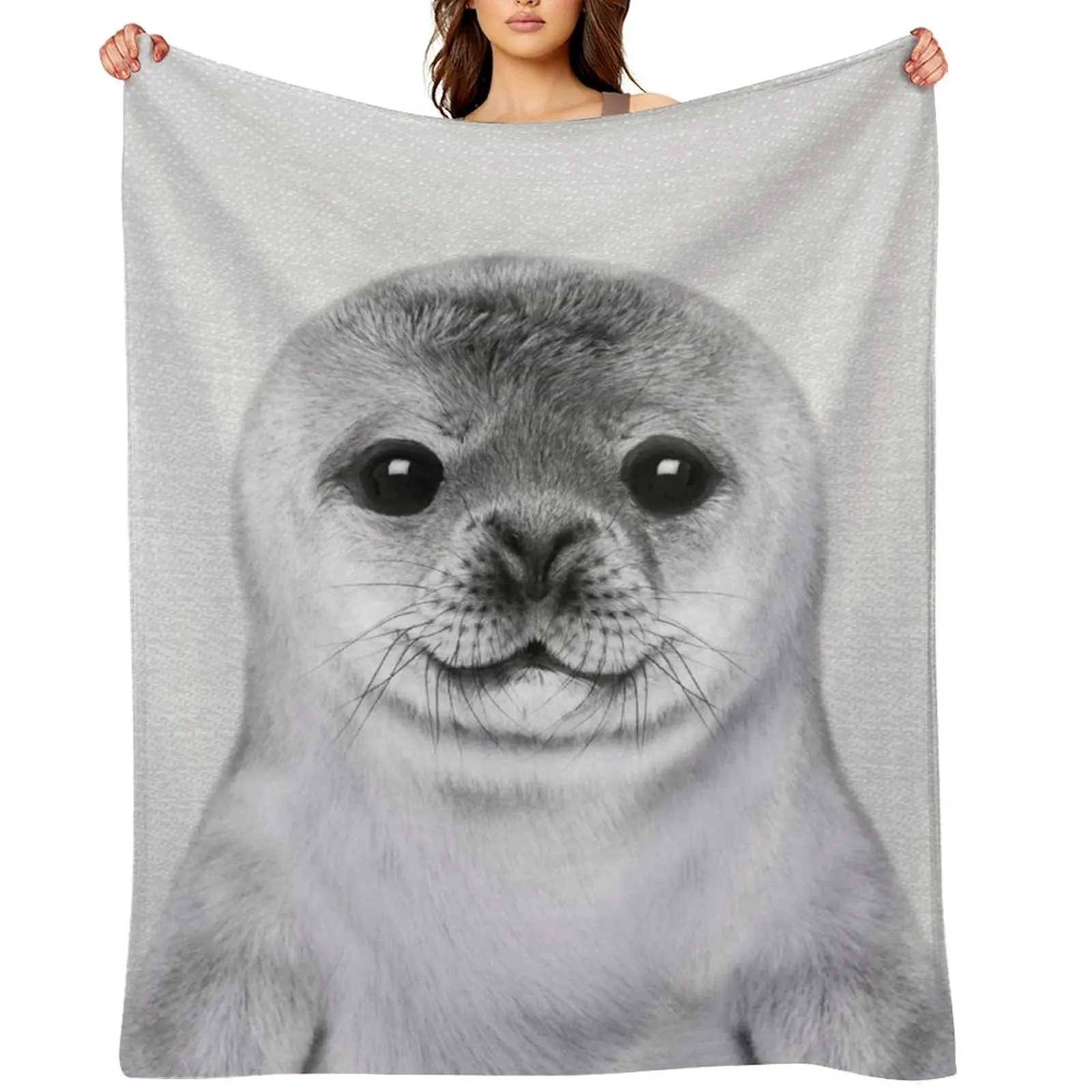 

Baby Seal - Black & White Throw Blanket Thermal Heavy halloween Blankets