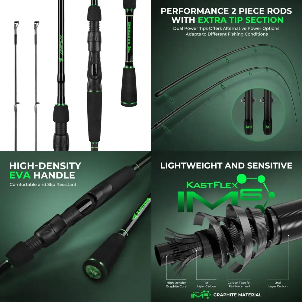 

Удочка KastKing Zephyr с двойным наконечником, легкая удочка для спиннинга и кастинга с графитом KastFlex IM6, направляющая для уплотнительного кольца Fuji, двойные наконечники с сек.