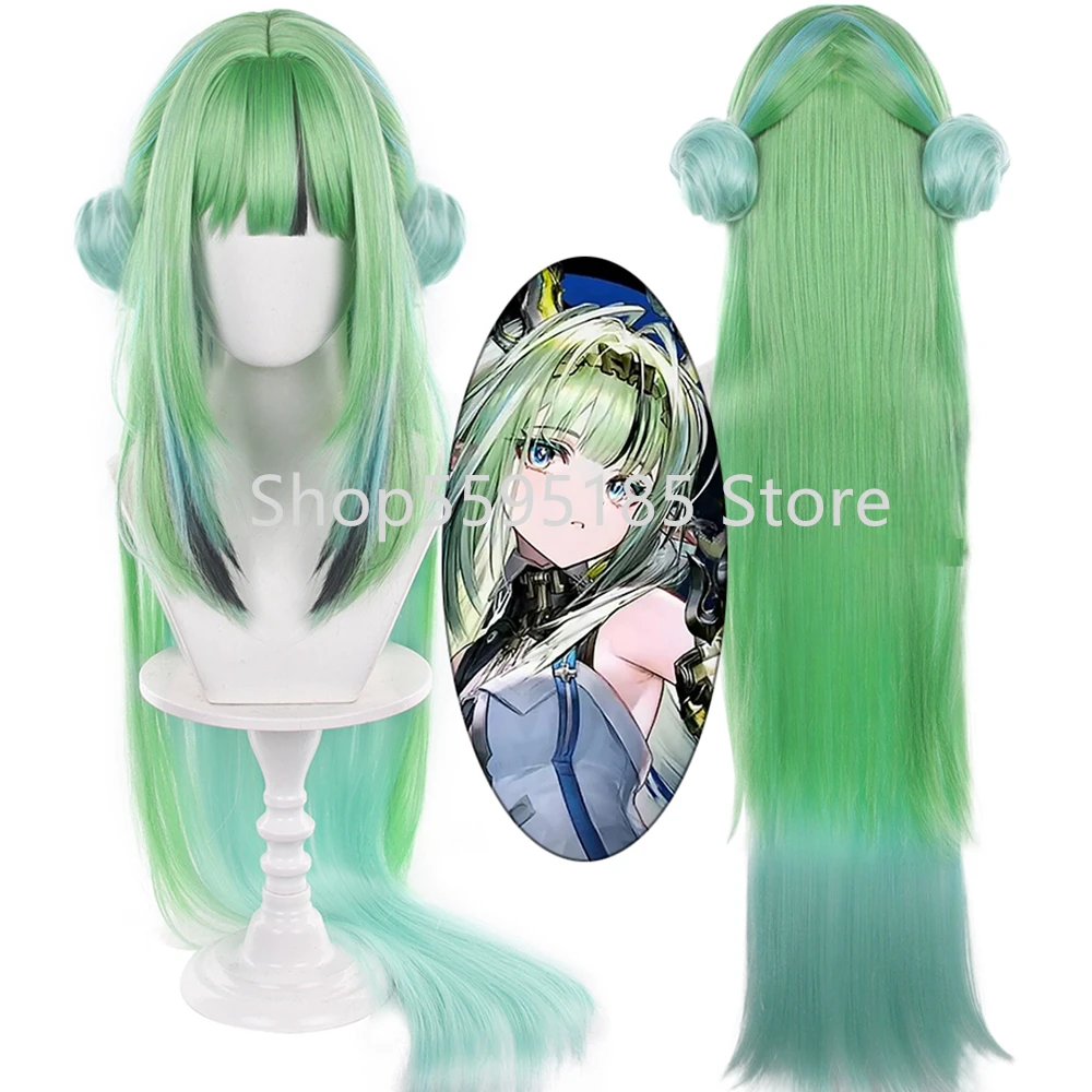 

Arknights:Endfield Cosplay Wig Women Mi Fu Blue Green Gradient Wig With Double Hair Buns for Halloween Carnival Party Christmas