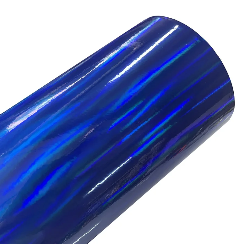 Premium Gloss Holographic Chrome Blue Vinyl Wrap DIY Air-Release Klebefolie Aufkleber Car Wrapping Folie