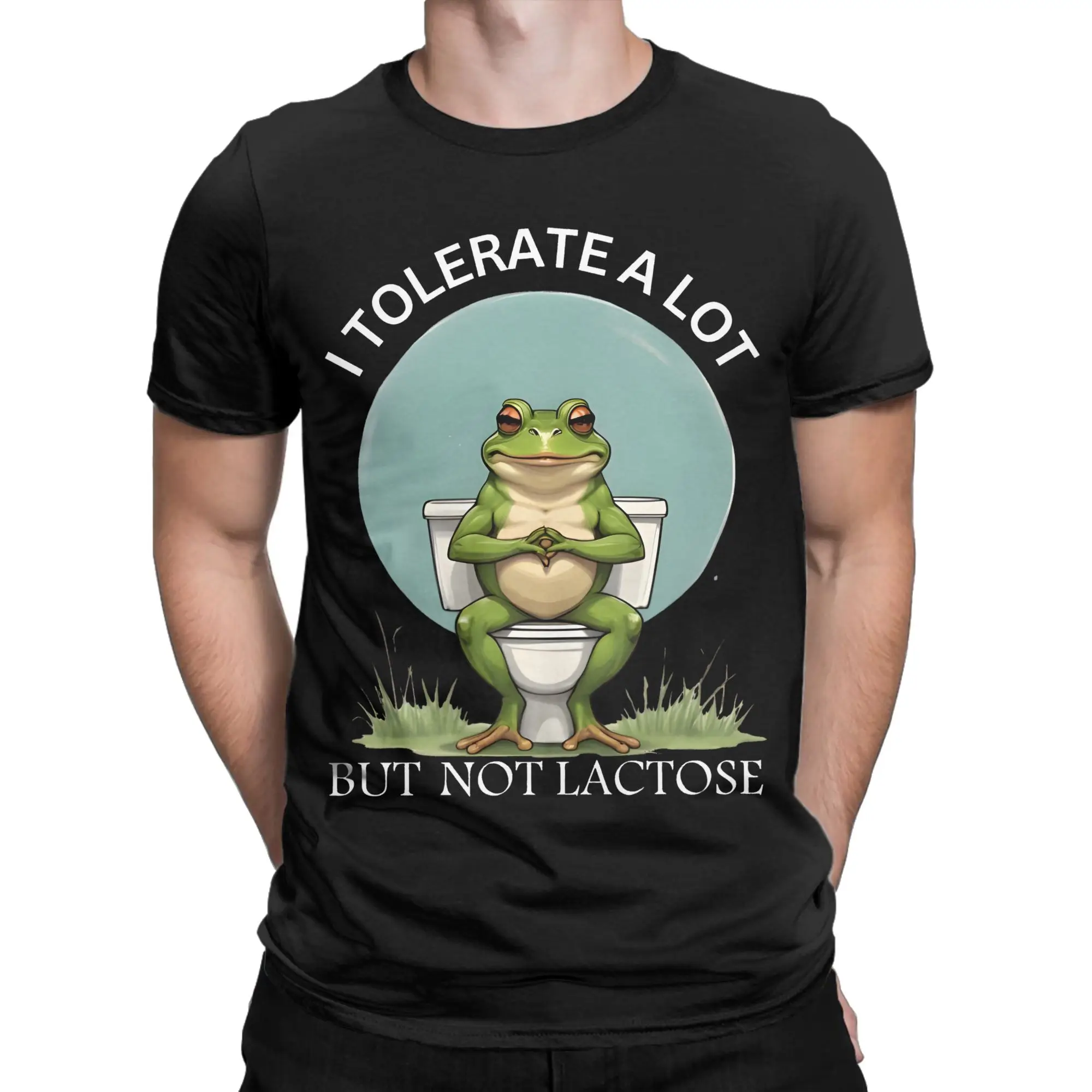 I Tolerate a Lot but Not Lactose Funny Frog Meme T-Shirt Men Cotton T Shirt  Short Sleeve Tee Shirt Birthday Present Clothing