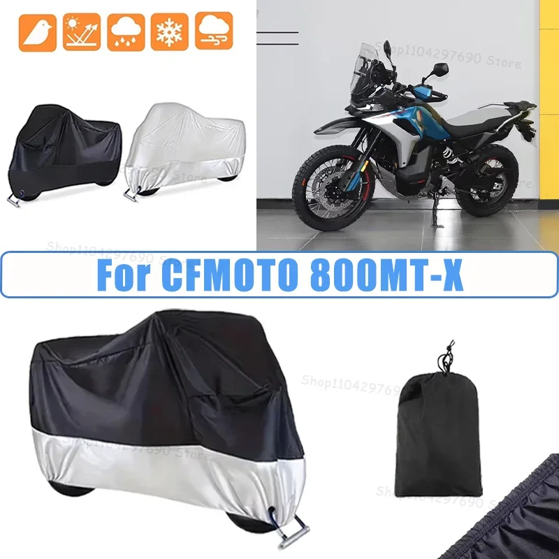 210D Oxford Motorcycle Cover Waterproof All Season UV Protection For CFMOTO 800MT-X Anti-Tear Windproof Motorbike Cover