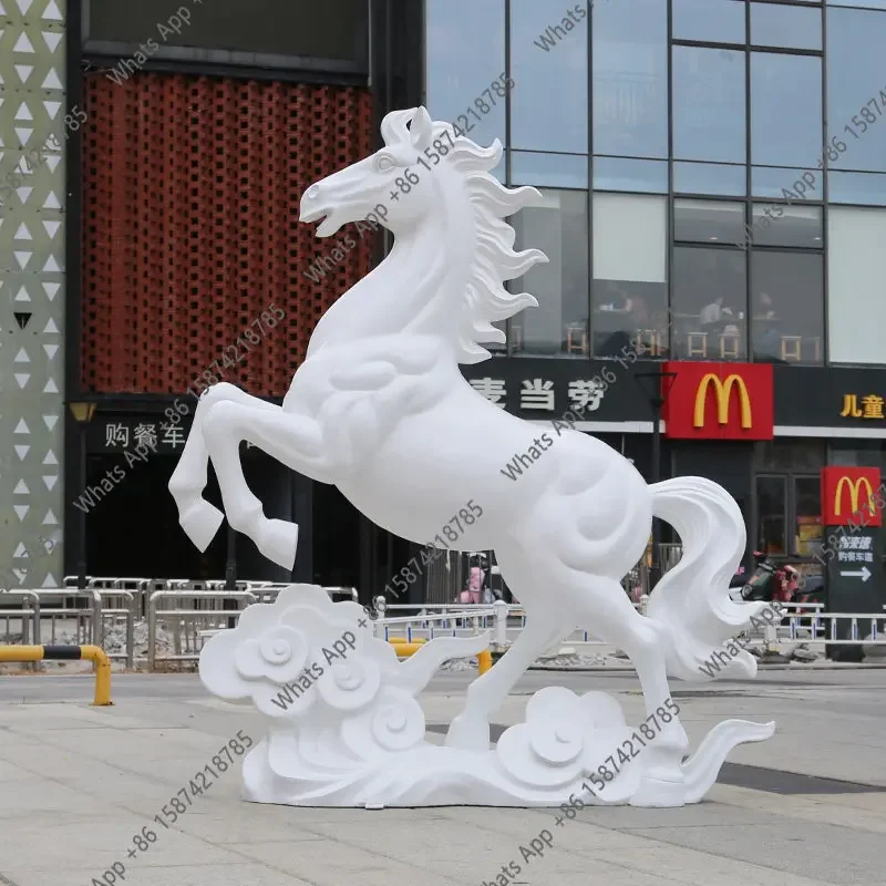 Zodiac Horse Sculpture Large Glass Fiber Reinforced Plastic Outdoor Floor Square Clock In Meichen Decorative Ornament X