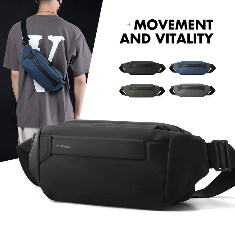

Waterproof Nylon Men Casual Sling Chest Bag Larger Capacity Lightweight Shoulder Crossbody Outdoor Cycling Hiking Running Bag