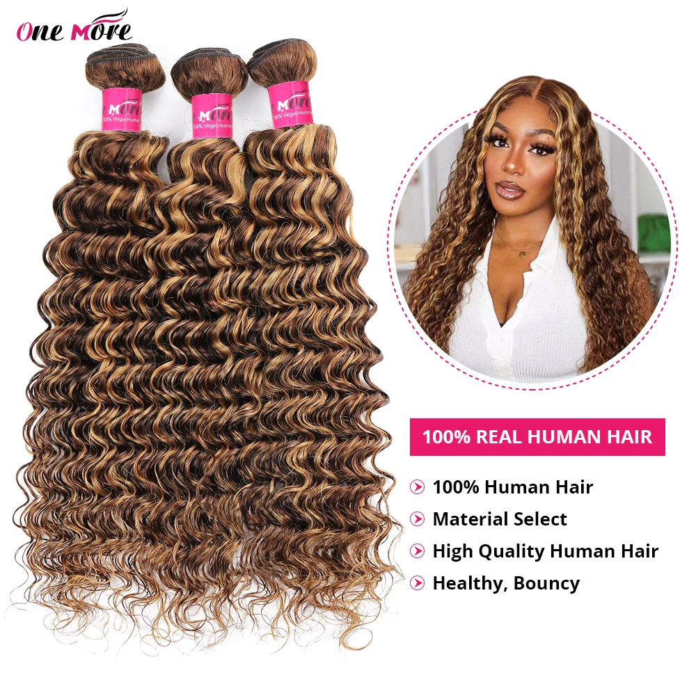 Tissage en Lot Brésilien Naturel de Couleur Ombrée, Extensions de Cheveux Humains à Reflets Bruns, 4 27, 1, 3 ou 4 Pièces