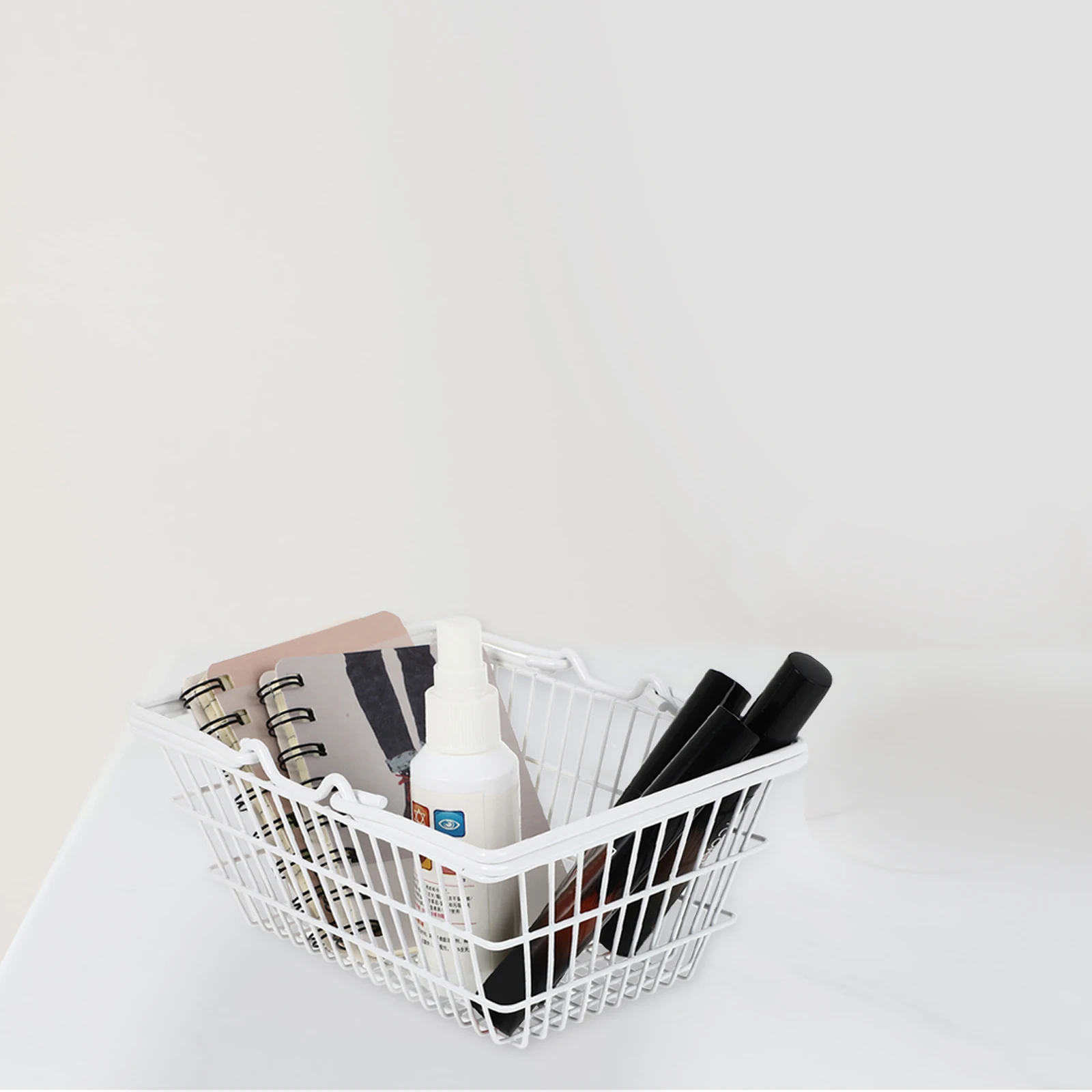 

1pc Shopping Portable Storage Lightweight Household Organizer Beer Spice Jars Wire Handheld Basket Produce Basket Pink