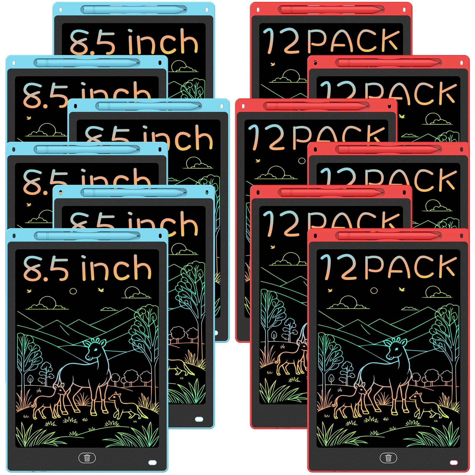 12-delig 8,5 inch LCD-schrijftablet, graffiti-tekentafel voor kinderen, elektronisch doodle-pad, perfect educatief speelgoed