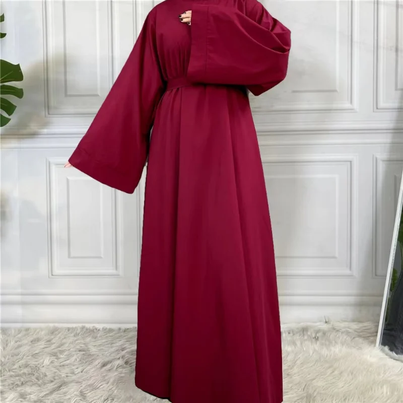 Muslim Abaya Loose One-piece Prayer Dress Full Sleeve Islamic Clothing Women Jilbab Dubai Saudi Robe Lace Up Long Dresses