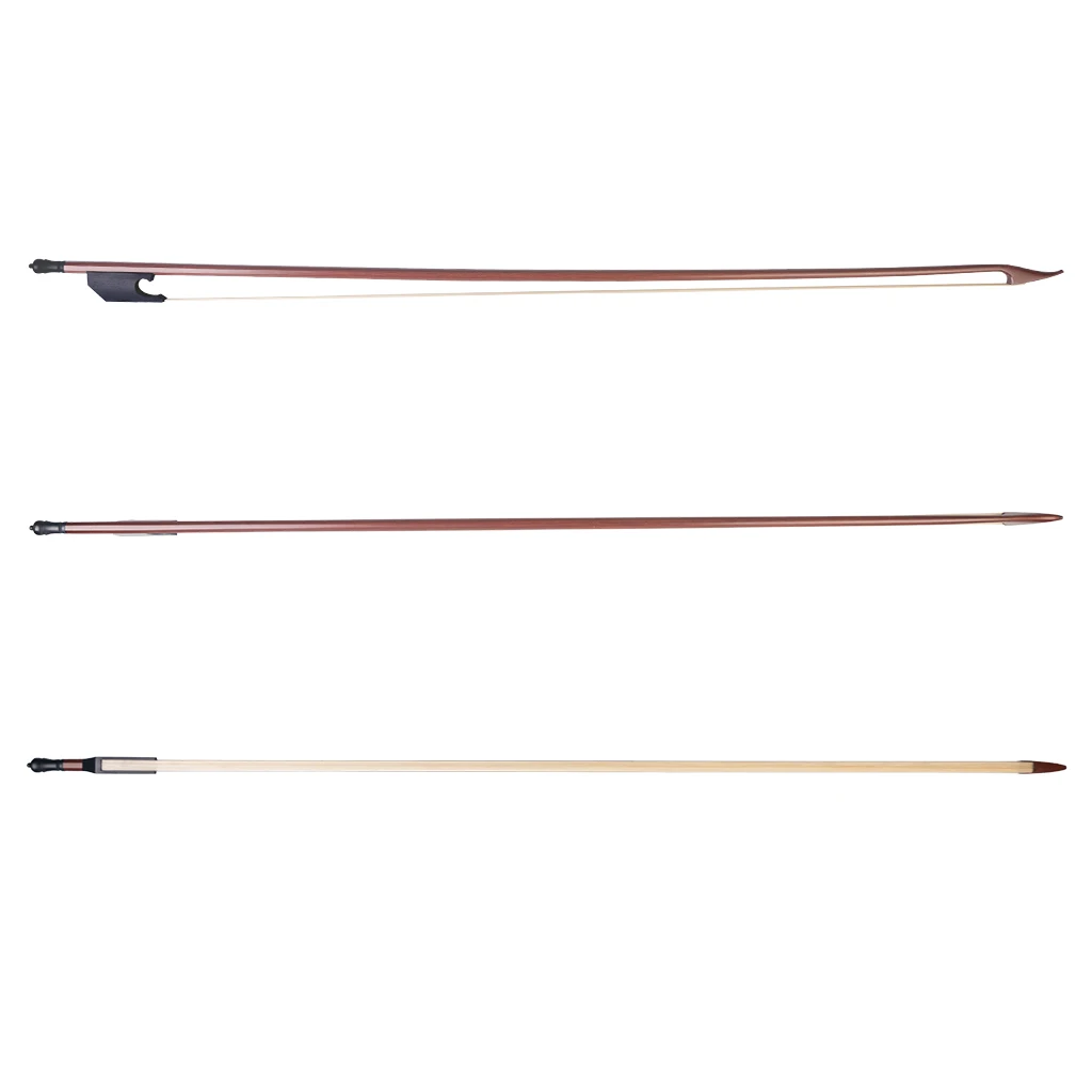 Baroque Fiddle Bow 4/4 Size Violin Bow Round Stick Arch Ebony Frog White Horsehair Well Balanced Musical Instrument Accessories