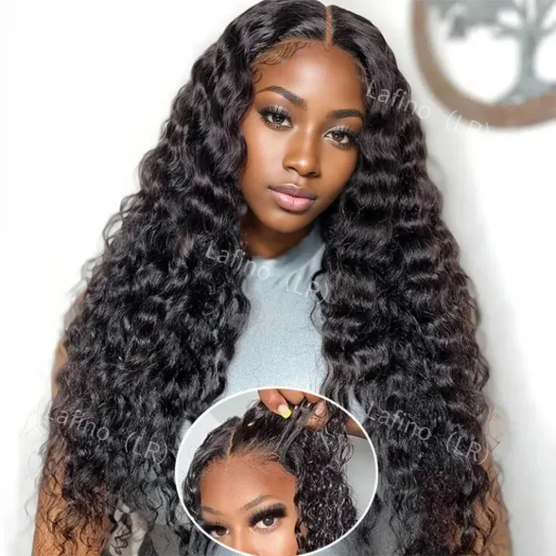 

Choice HD Lace Frontal Glueless Black Curly Wig 100% Deep Wave Human Hair Ready to Wear 5X5 Closure Cheap Wigs on Sale For Women