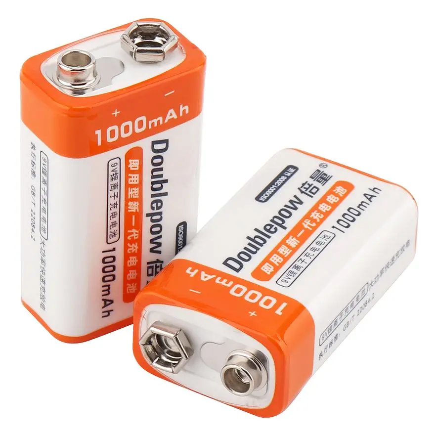 2pcs/lot 9V 1000mAh Li-ion Rechargeable Battery 9 Volt LSD Lithium Recargable Bateria with 1200 Cycle