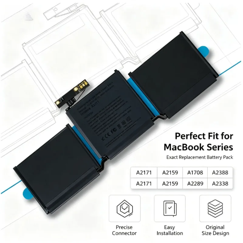 Replacement Battery for MacBook Pro 13 Inch A2289 A2159 A2338 A2171, 58Wh High Capacity, Long Battery Life, Easy Install