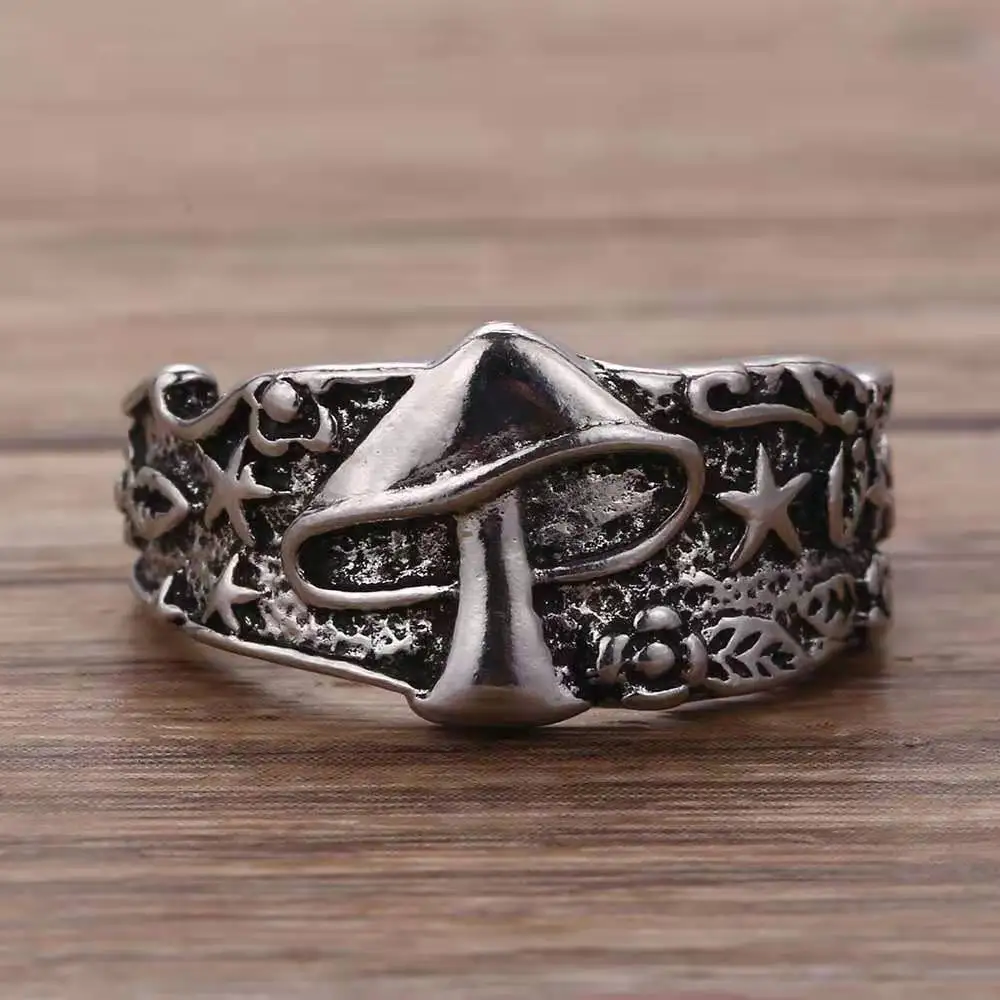 Vintage Mushroom Star Leaf ring Fashion ring personality everything jewelry