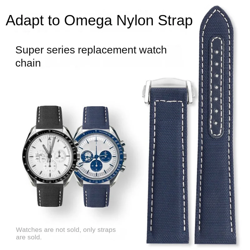 For Omega Seamaster 300 Speedmaster AT150 Super Snoopy 310 Woven Canvas Watch Strap 19mm 20mm Blue Black Nylon Watchband Bracele