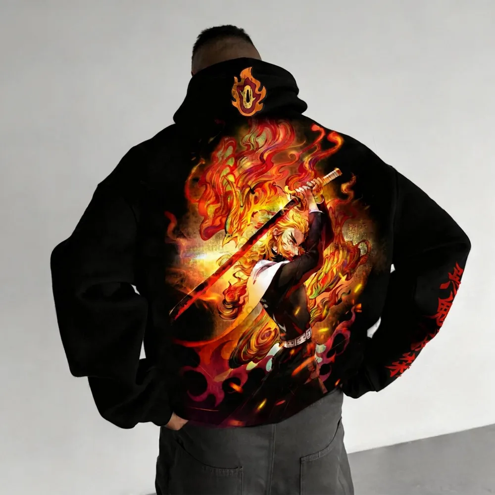 Original Demon Slayer Anime Men's Hoodie Autumn/Winter New Collection Colorful Printed Loose Casual Parent Child Sweater Top