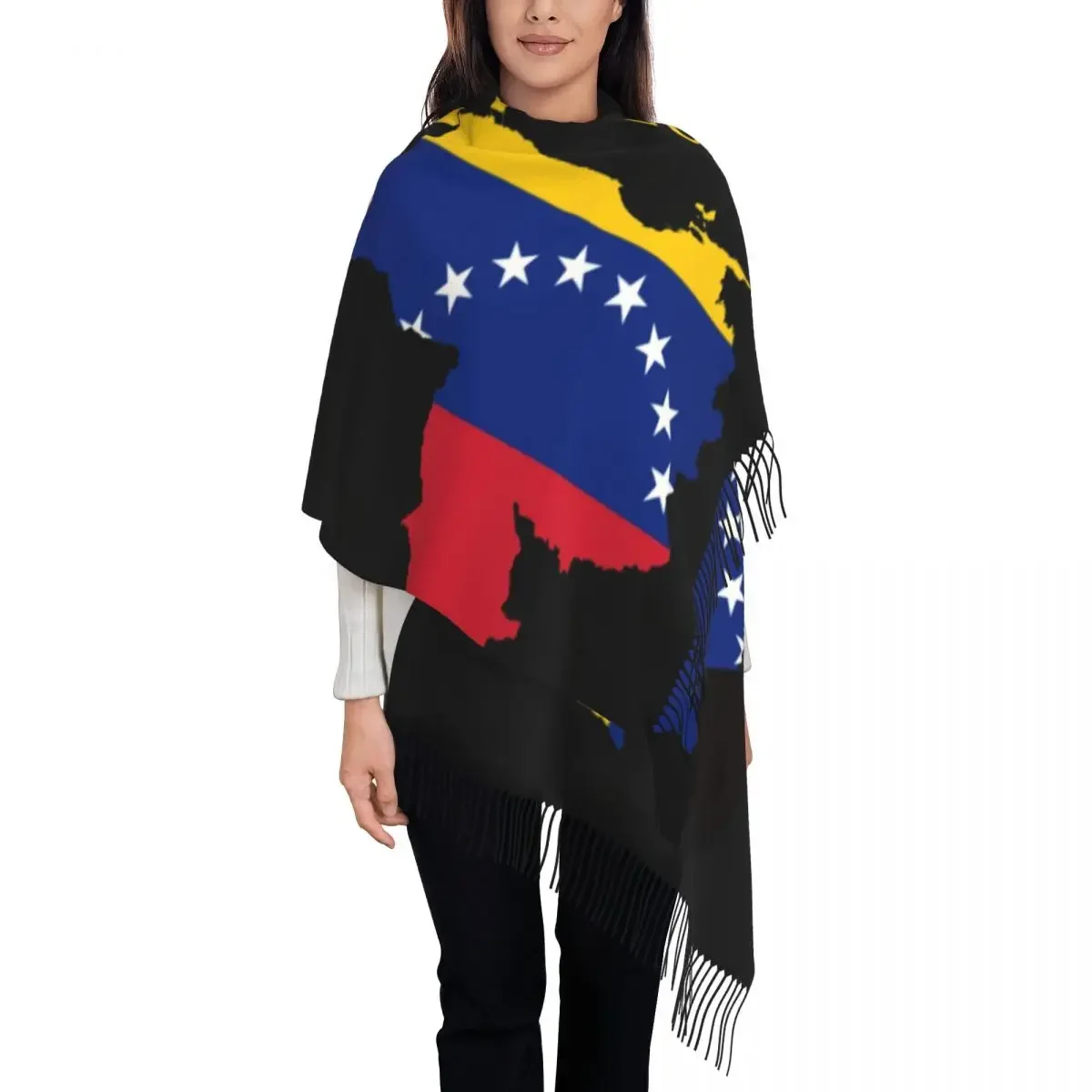 

Fashion Venezuela Map Flag Country Tassel Scarf Women Winter Warm Shawls Wraps Female Republic Of Venezuela Scarves