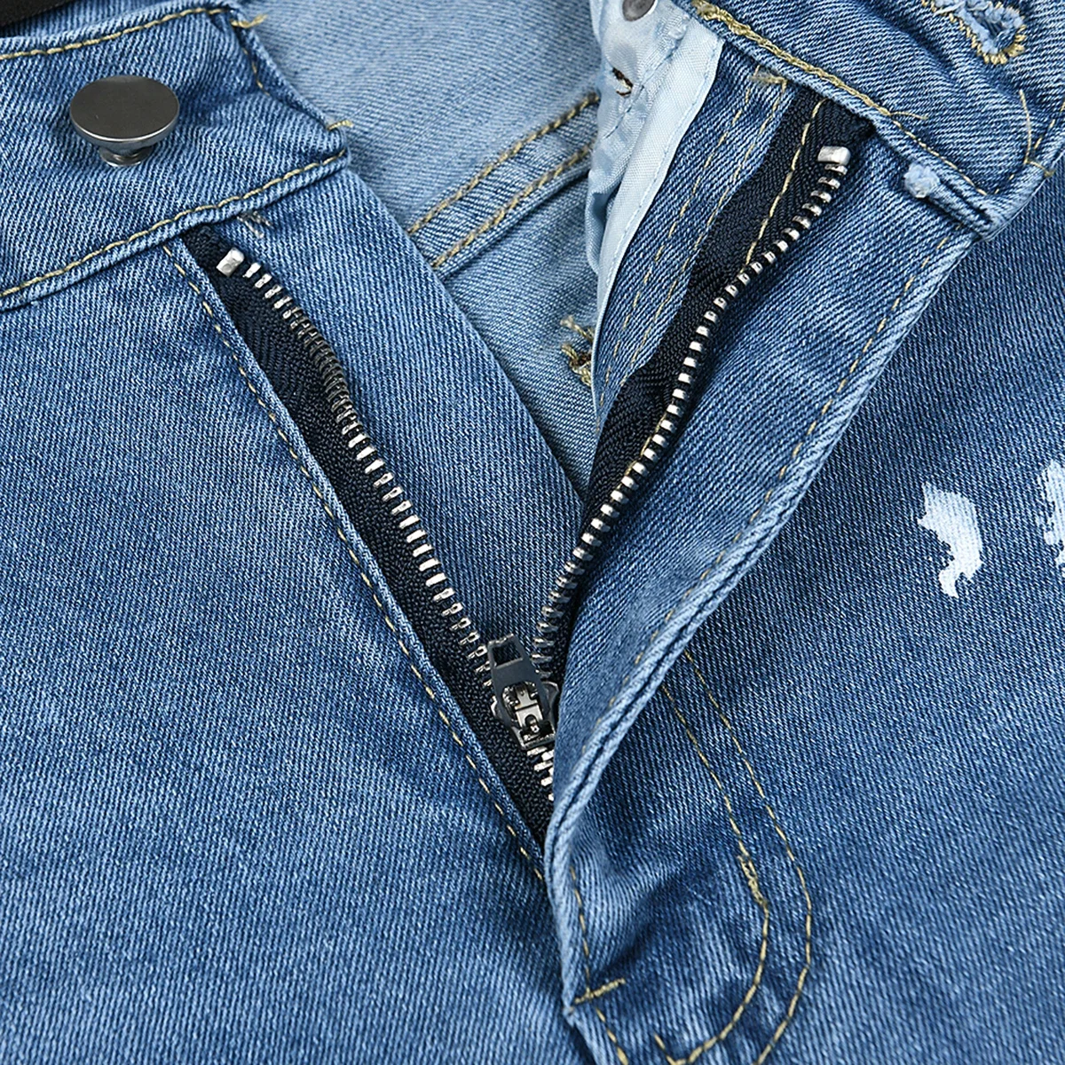 High Street Ink Painted Washed Blue Baggy Jeans for Men Straight Vintage Loose Casual Denim Pants Oversized Ropa Hombre Trousers