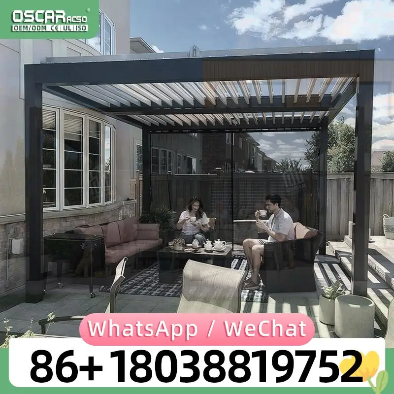 Motorized Louvered Aluminum Pergola Bioclimatic Canopy for Outdoor Patio Balcony Rainproof pergola