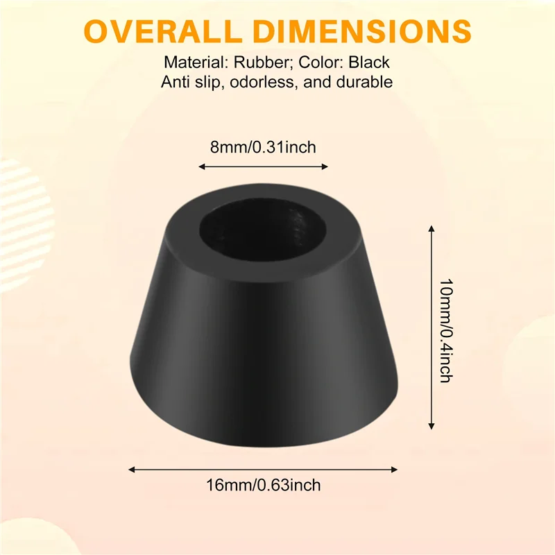 20PCS Black Chair Couch Table Rubber Furniture Leg End Caps 16Mm Dia