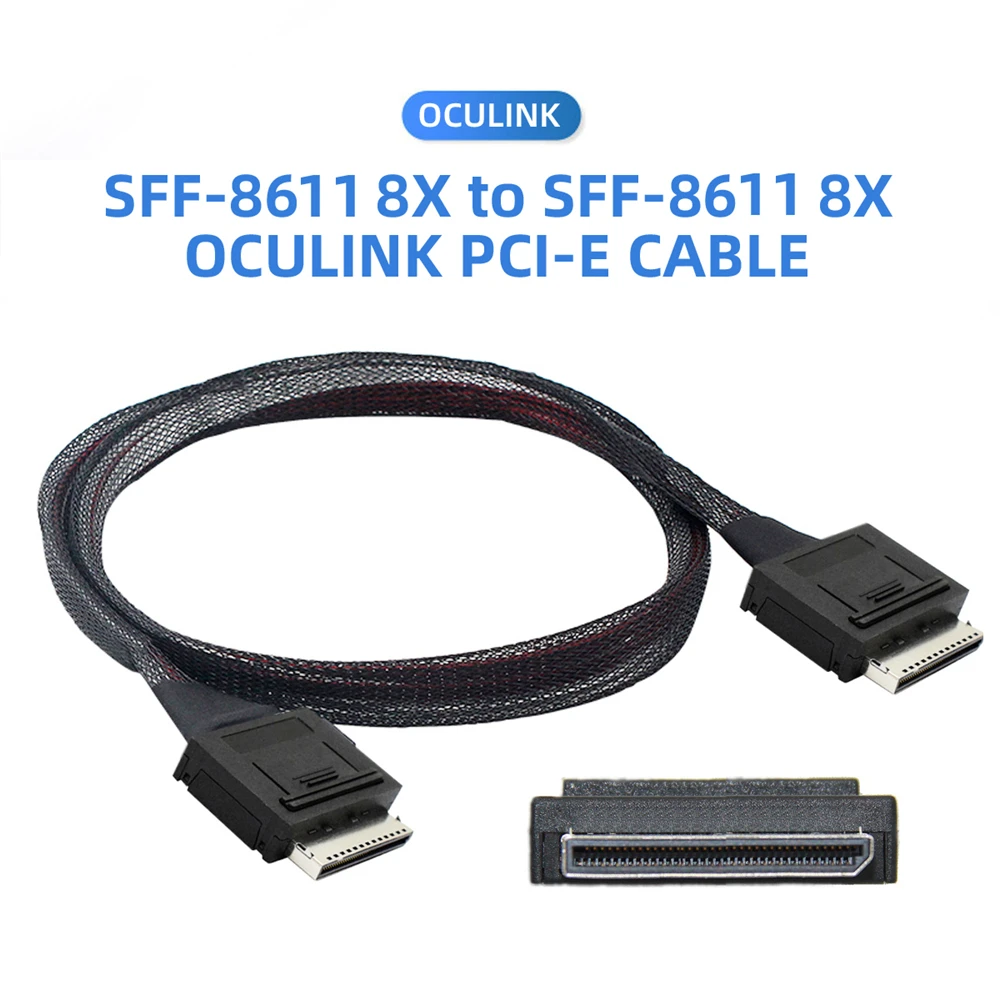 OCuLink PCIe PCI-Express SFF-8611 8x 8-Lane to OCuLink SFF-8611 8x SSD Data Active Cable 50cm