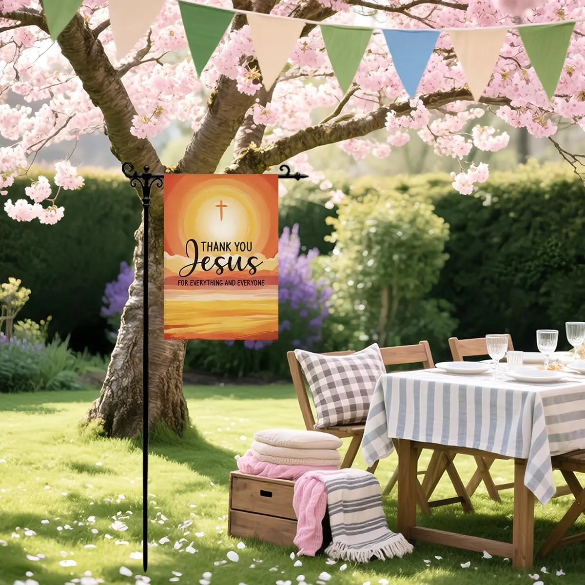 Christian Garden Flags For Outside Thank You Jesus For Everything And Everyone Double Sided Yard Flag Christian Decorative H IIX