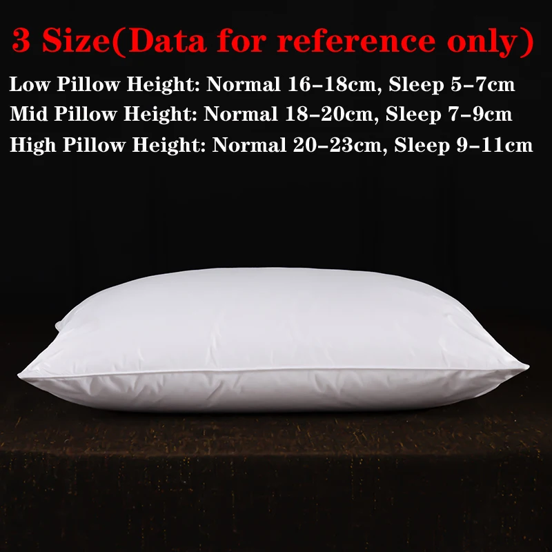 1PC Goose Down and Feather White Pillow with 100% Cotton Cover Ergonomic Orthopedic Neck Pillows Standard Queen Customized Size