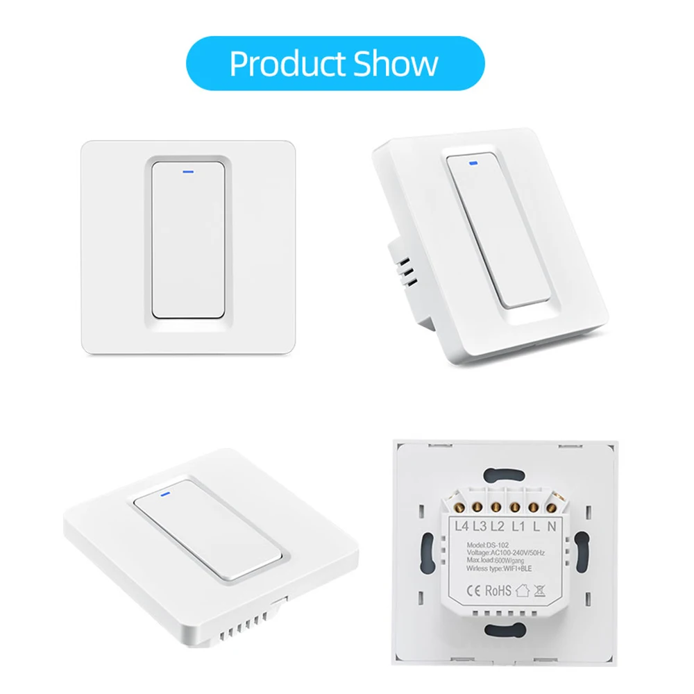 Interruttore della luce WiFi Smart Home Interruttore a pulsante da parete 1/2/3 Gang Smart Life/APP Tuya Funziona con Alexa Google Home Necessita neutra