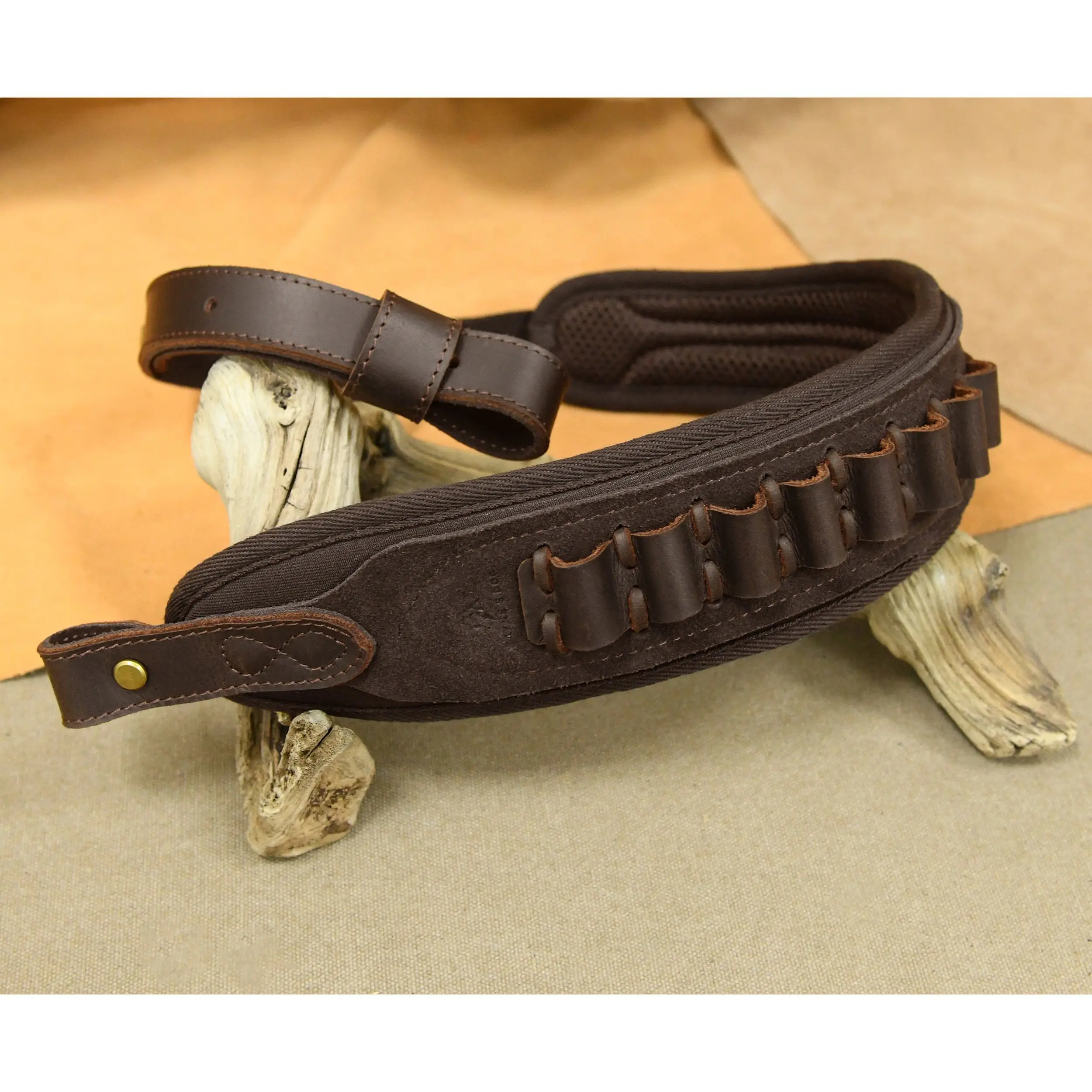 Rifle Shoulder Strap with Thumb Hole Leather Ammo Shell Holder Sling Strap for .30/30 .357 .38 .45 .308 .30/06 .45-70 .22 12GA