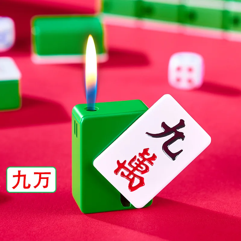 

Lighter Smoking Cigarette Accessories Mahjong Shaped Metal Inflatable Open Flame Lighter Men's Gift Cigarette Accessories