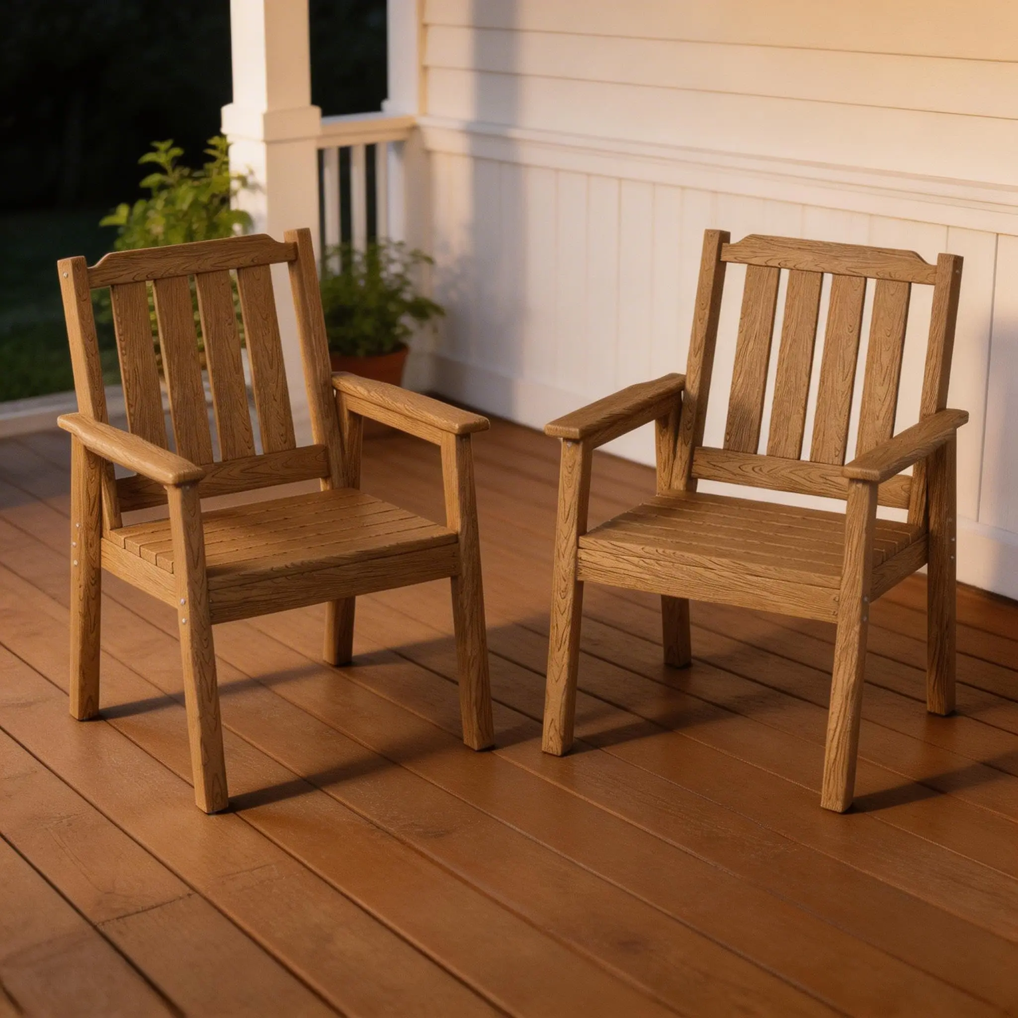 2‑Pack Patio Garden Dining Chairs with Armrests, Waterproof All‑Weather Wide Seat Chairs with Back Sturdy Frame for Outdoor Backyard Deck